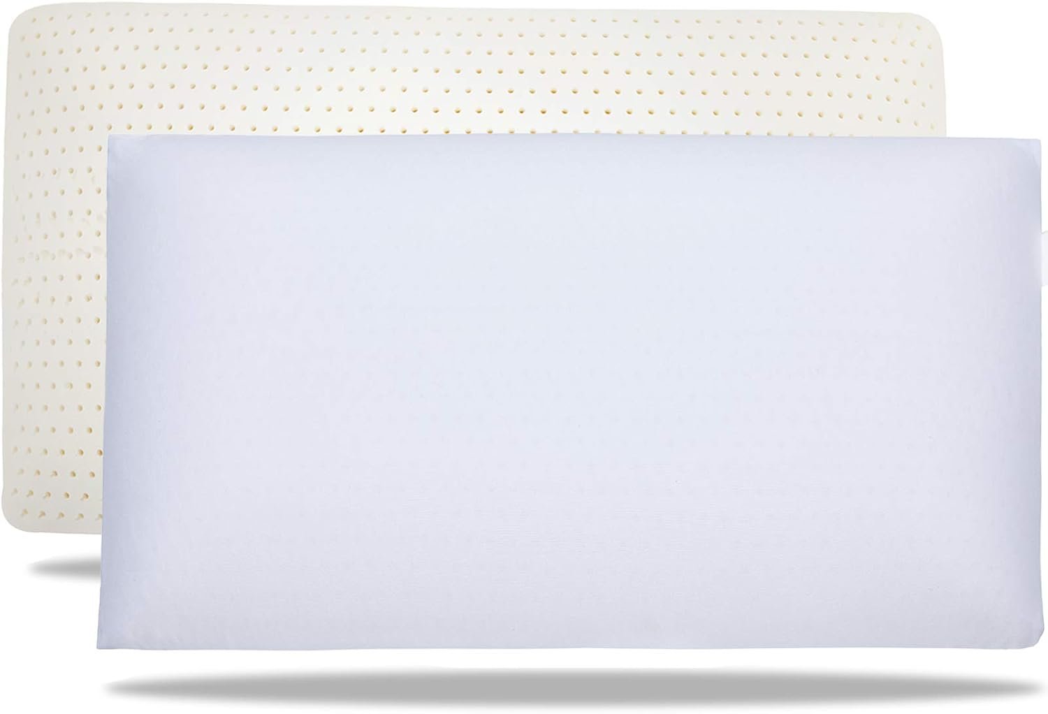 100% Latex Pillow Bed Pillow for Sleeping, Extra Soft Natural Latex Sleeping Pillow for Back, Stomach or Side Sleepers, Removable Breathable Cotton Cover - High Elasticity (Queen)