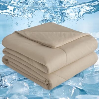 Cooling Comforter King for Hot Sleepers, Soft Double Side Cooling Blanket for Night Sweats Absorbs Body Heat,  Cool Lightweight Summer Cold Comforter, 108"x90", Taupe