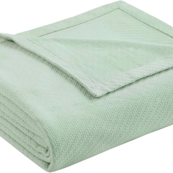 Liquid Cotton Luxury Blanket Premium Soft Cozy 100% Ring Spun Cotton For Bed , Couch or Sofa, Full/Queen, Sea Foam