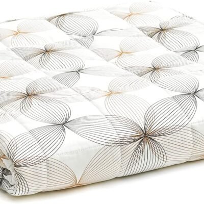 Cooling Weighted Blanket — 100% Cooling Oeko-Tex Certified Material with Premium Glass Beads (Khaki Flower, 48''x72'' 20lbs), Suit for One Person(~190lb) Use on Twin/Full Bed