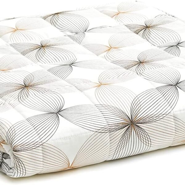 Cooling Weighted Blanket — 100% Cooling Oeko-Tex Certified Material with Premium Glass Beads (Khaki Flower, 48''x72'' 20lbs), Suit for One Person(~190lb) Use on Twin/Full Bed