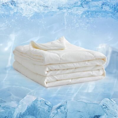 Cooling Comforter Queen Size, Summer Cooling Blanket for Hot Sleepers and Night Sweats Lightweight Breathable Bedding Comforter Cold Quilt Double Sided Smooth for Bed Sofa-Beige
