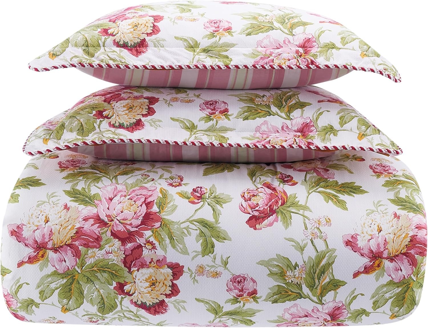Berry-Toned Floral Print 4-Piece Set; Soft, Comfortable, Lightweight, And Breathable - Image 2