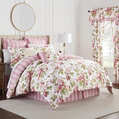 Berry-Toned Floral Print 4-Piece Set; Soft, Comfortable, Lightweight, And Breathable