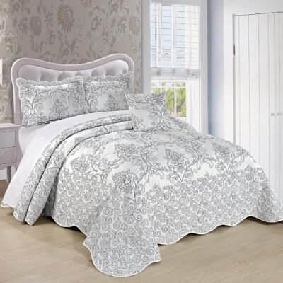 White Embossed Floral Texture Print 4-Piece Set: Soft, Comfortable, And Breathable